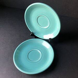 Homer‎ Laughlin 2 Fiestaware Saucers Turquoise Vintage Replacement Collectibles